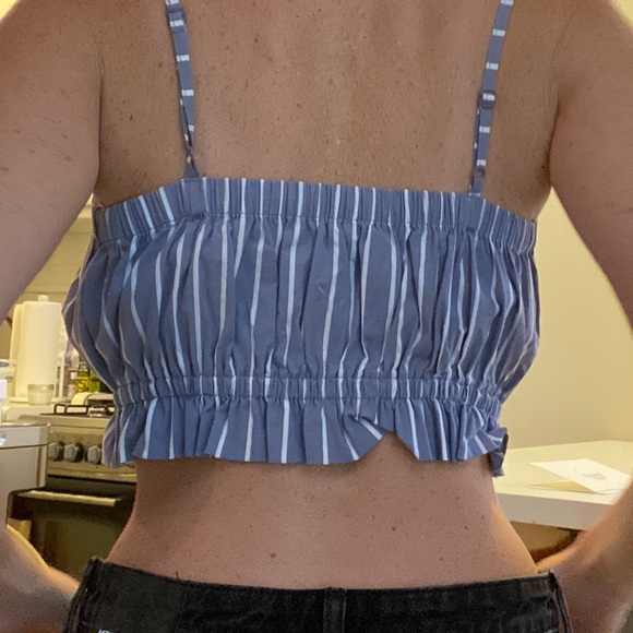 Blue and White Striped Crop Top - Picture 2 of 2